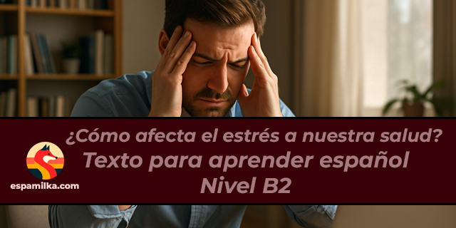 Hombre joven con expresión de estrés frente a su ordenador, en un entorno doméstico. Imagen para ilustrar una lectura de nivel B2 sobre la salud mental.